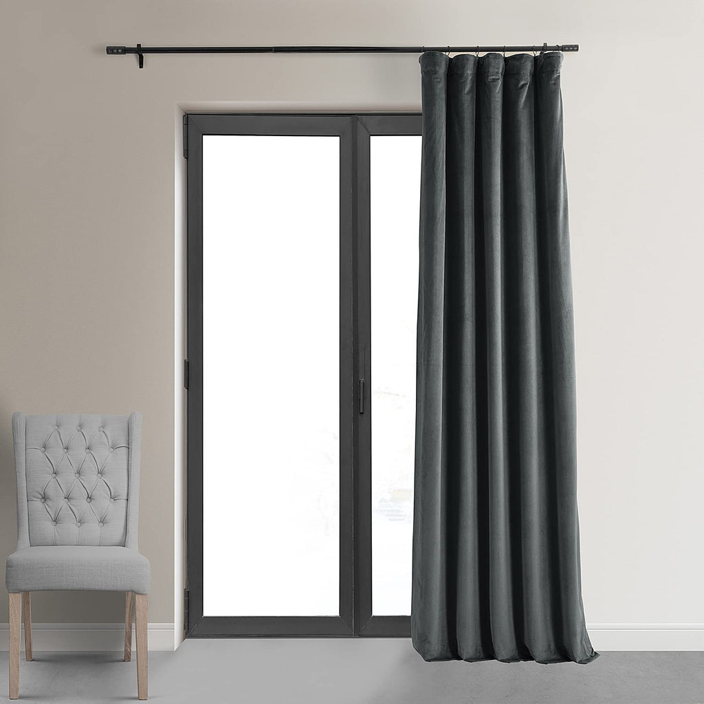 Hpd Half Price Drapes Signature Velvet Thermal Blackout Curtains For Living Room 84 Inch Long (1 Panel) Rod Pocket Insulated Blackout Curtains For Bedroom Window Curtains, 50W X 84L, Natural Grey