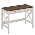 ChooChoo Farmhouse Desk 39 Computer Desk with Drawers, Small Study Writing Table with Stable X Frame for Home Office