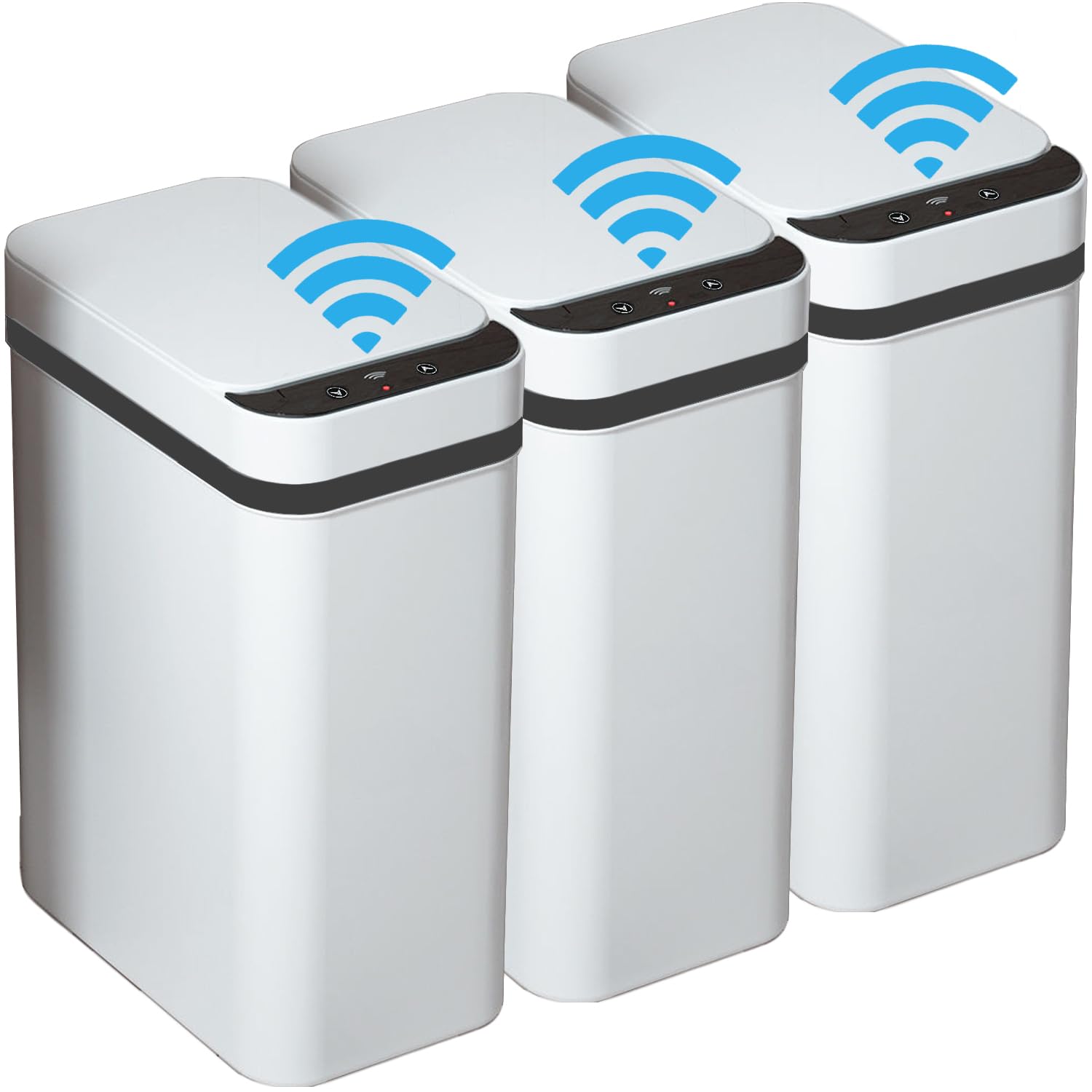 3 PACK - Bathroom Garbage Can with a Lid - 2.5 Gallon Automatic Trash Cans Touchless - Bedroom, Office - Small Smart Trash Can -