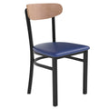 Flash Furniture Wright Commercial Dining Chair - 500 Lb. Capacity Black Steel Frame-Integrated Footrest 1 Pack Natural Birch Wood Back/Blue Vinyl Seat