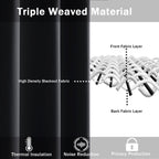 Jiuzhen Black Blackout Curtains With Tiebacks - Thermal Insulated, Light Blocking And Noise Reducing Grommet Curtains For Bedroom And Living Room, Set Of 2 Window Curtain Panels, 60 X 72 Inch Length