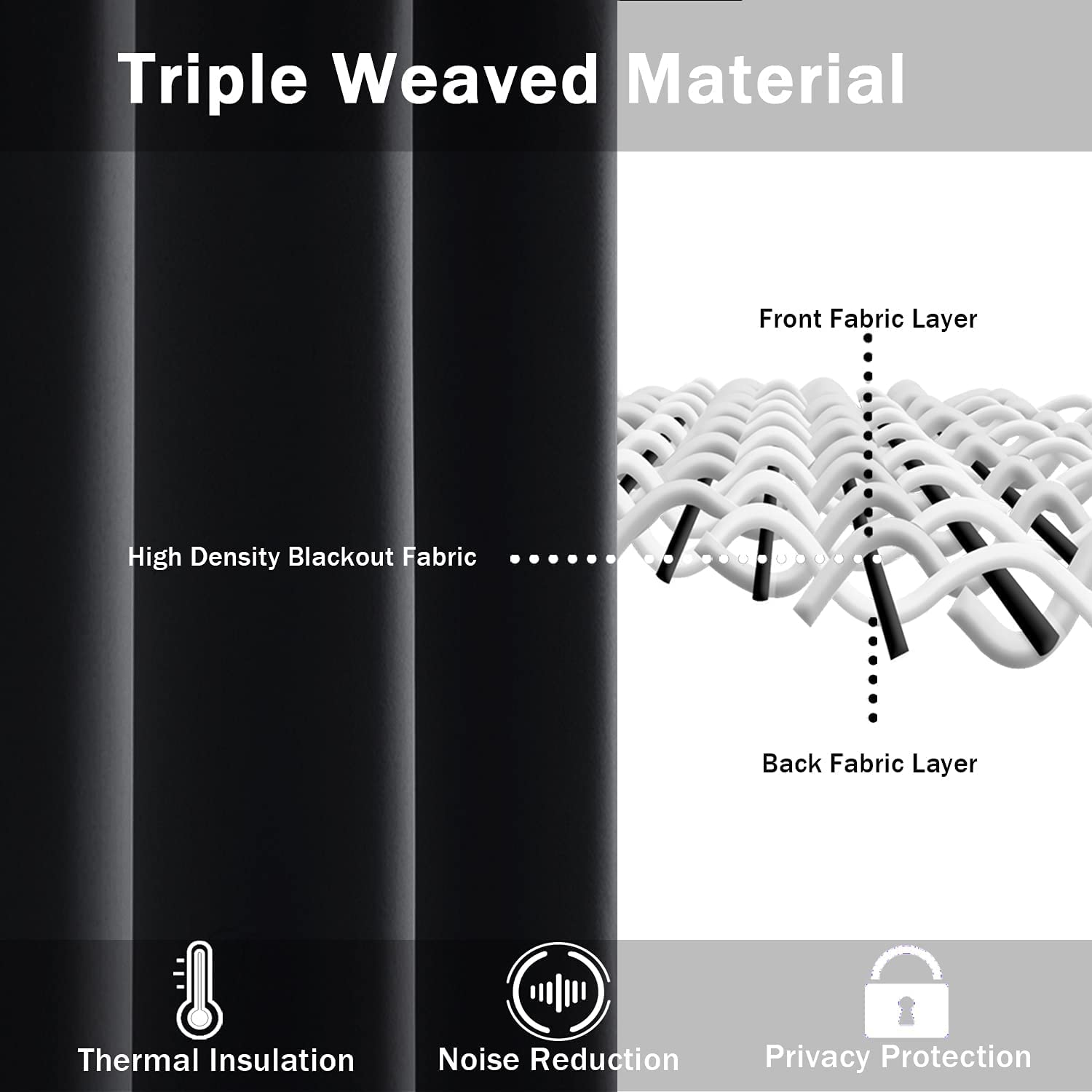 Jiuzhen Black Blackout Curtains With Tiebacks - Thermal Insulated, Light Blocking And Noise Reducing Grommet Curtains For Bedroom And Living Room, Set Of 2 Window Curtain Panels, 60 X 72 Inch Length