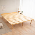 EMOOR Wood Slatted Floor Bed Frame OSMOS Full for Japanese Futon Mattress Solid Pine (Earth-Natural), Height Adjustable (2/7/12i