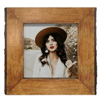Ikeree 4X4 Rustic Picture Frames With Natural Bark Edges, Brown Wood Photo Frame For Tabletop Or Wall Mounting Display