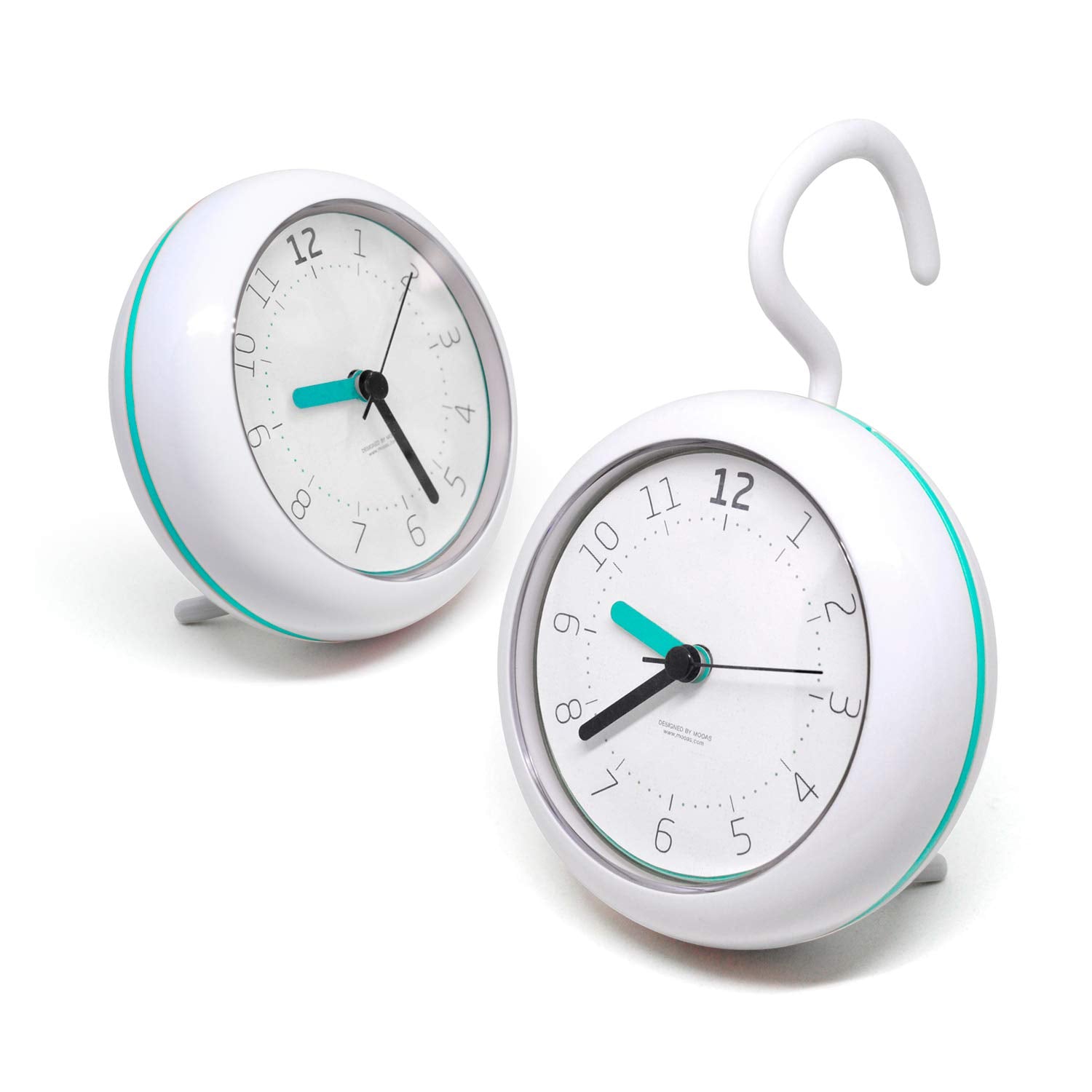 Mooas Silent Waterproof 3-in-1 Clock - Bathroom & Shower Use, Non-Ticking Battery Operated, Hanging & Indoor Outdoor, Kitchen & 