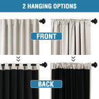 H.Versailtex 100% Blackout Curtains For Bedroom With Black Liner Full Room Darkening Curtains 63 Inch Long Thermal Insulated Bac