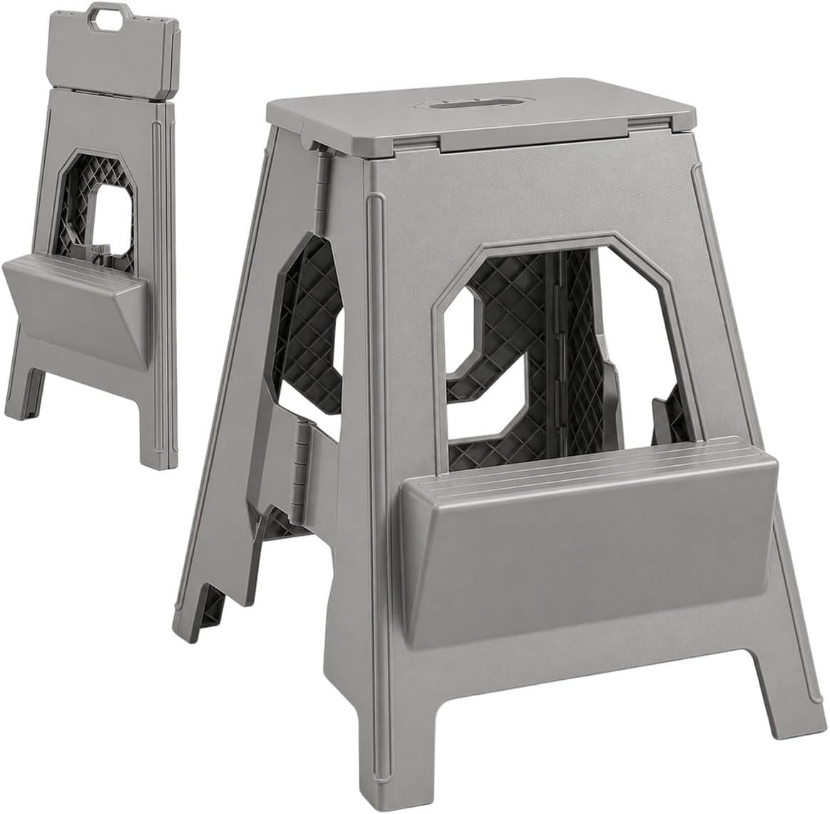 Juviw Foldable Step Stool For Adults & Kids, Heavy Duty Folding Plastic Stool With Antislip Top, Portable Space Saving Utility