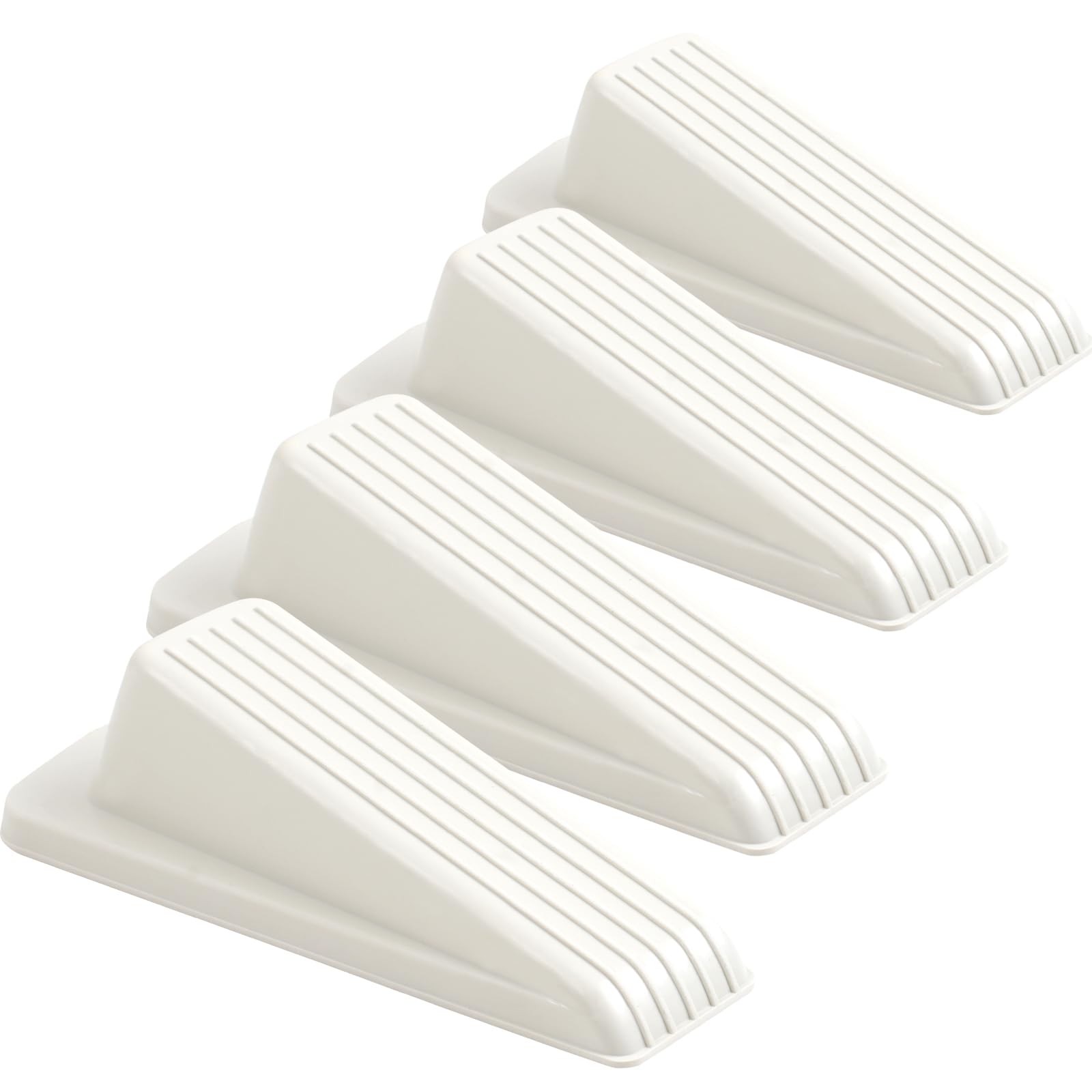 4 Pack Door Stoppers For Bottom Of Door, White 4.8X2.2X1.3In Door Stops, Rubber Door Stopper Wedge, Sturdy Stackable Door Stops