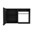 Stackable Wall Storage Cabinet 24&Quot; H, 2 Internal Shelves, 2 External Storage Shelves, 1 Door, Black