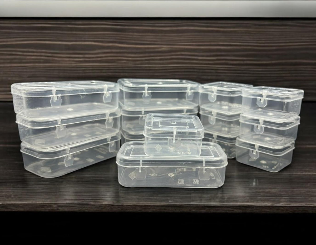 ZENITH REENA 12pc Combo (Size 006pc + 116pc) Small Storage Boxes with Lock Lids, Rectangular Shape Size 00(4.5 x 4 x 2.5cm), 