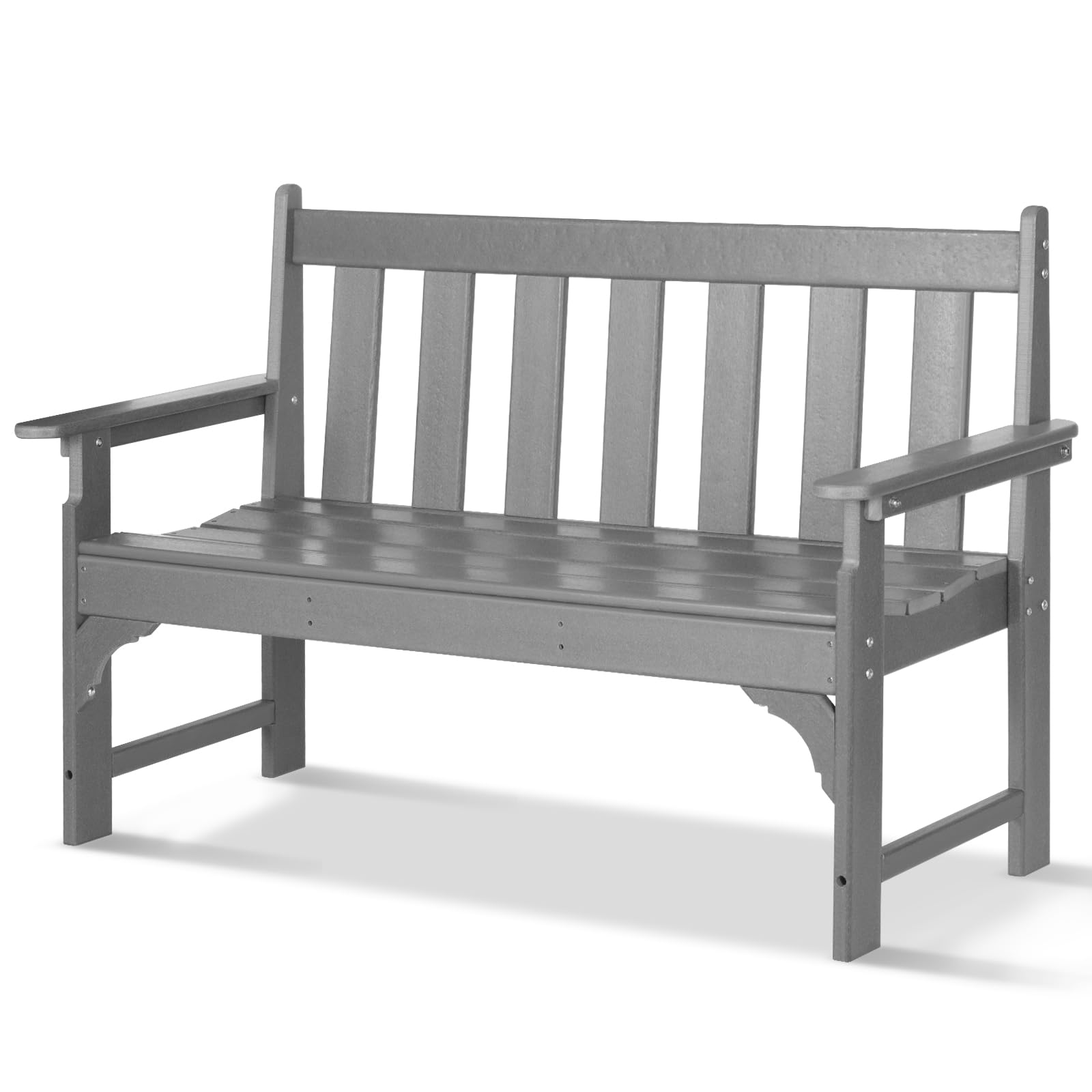 Nalone Outdoor Bench, Hdpe All Weather Patio Bench Load Up To 800 Lbs, 2-Person Garden Bench Rot-Proof Fade Proof For Patio, Porch, And Park (Grey)