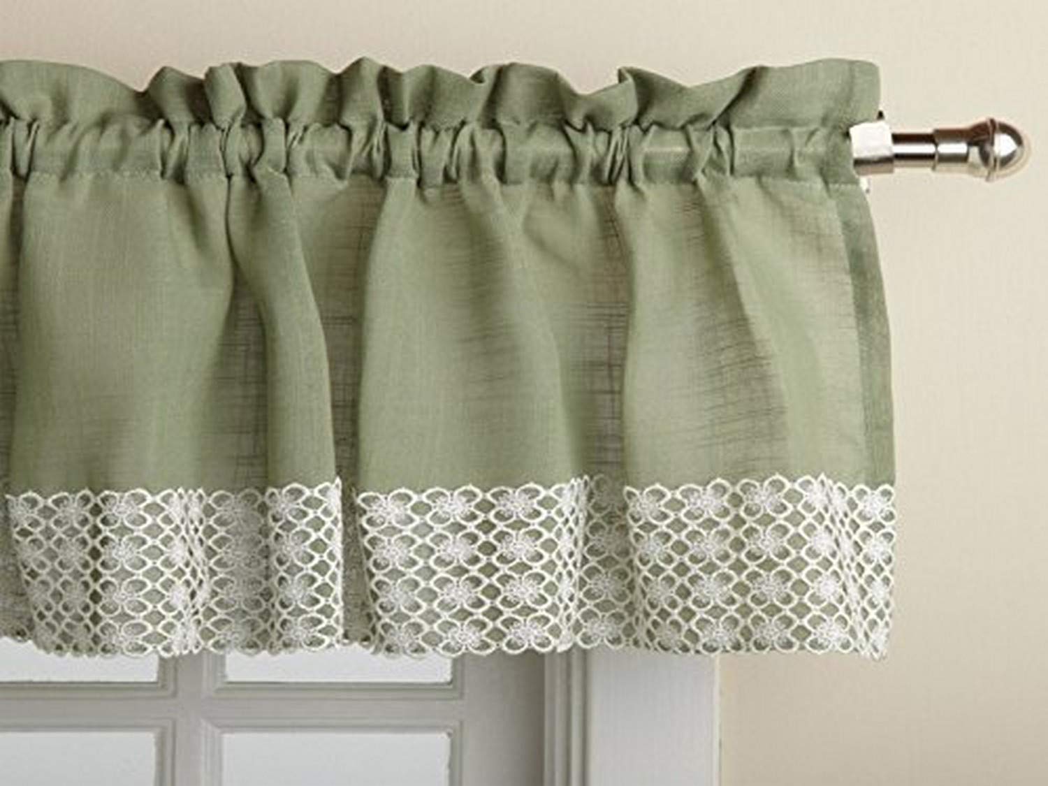 Sweet Home Collection Kitchen Curtain, Valance, Salem Sage
