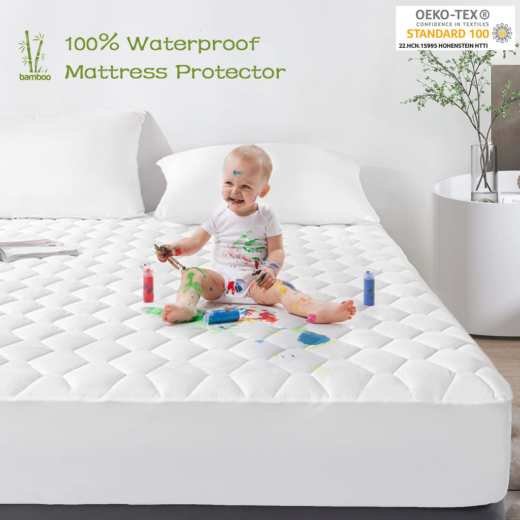 Grt California King Mattress Protector Waterproof, Rayon From Bamboo, Cooling Quilted Fitted Mattress Pad, Noiseless Waterproof