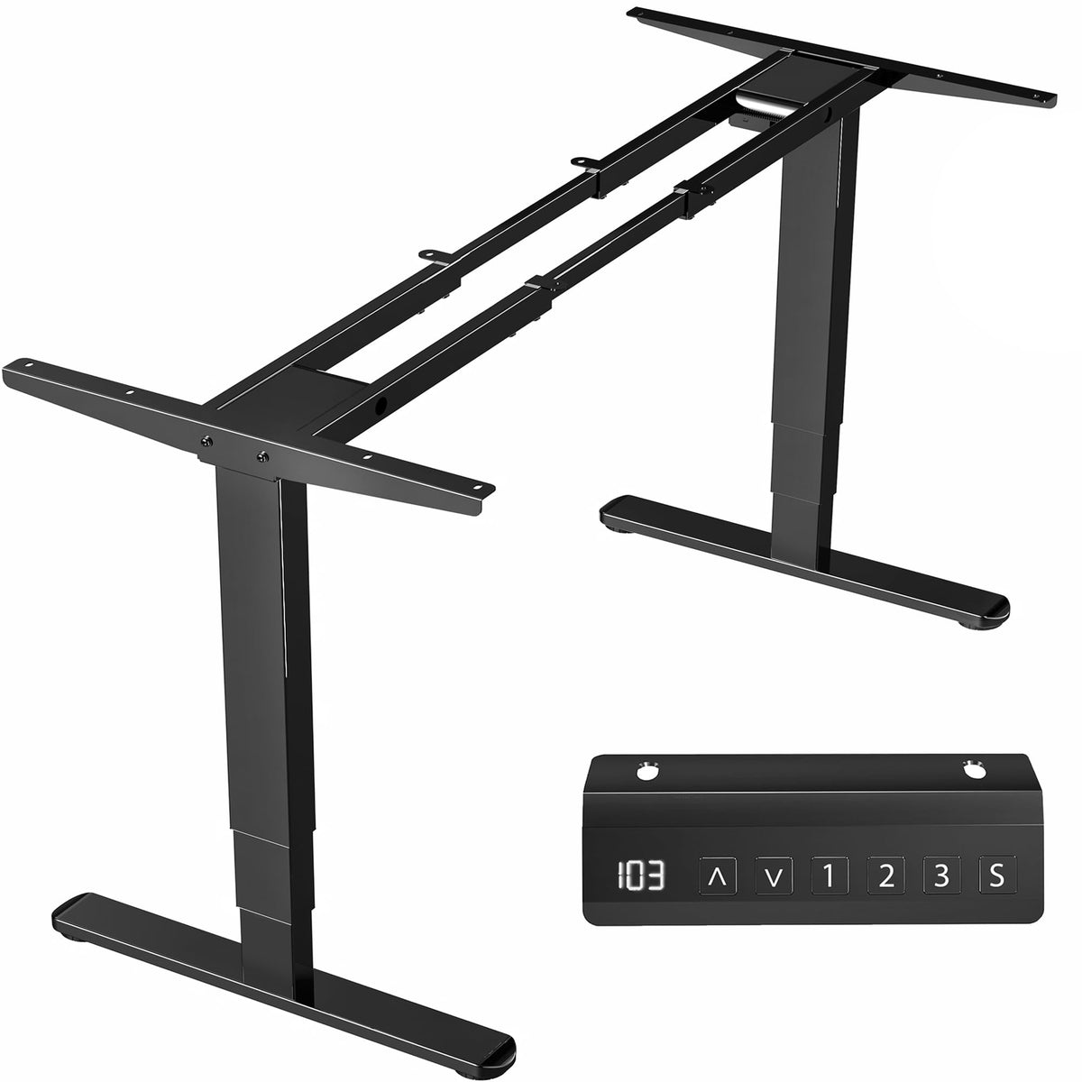 Vivo Electric Dual Motor Stand Up Desk Frame For 40 To 85 Inch Table Tops, Frame Only, 3 Stage Height Adjustable Diy Workstation With Memory Controller, Black, Desk-V103E