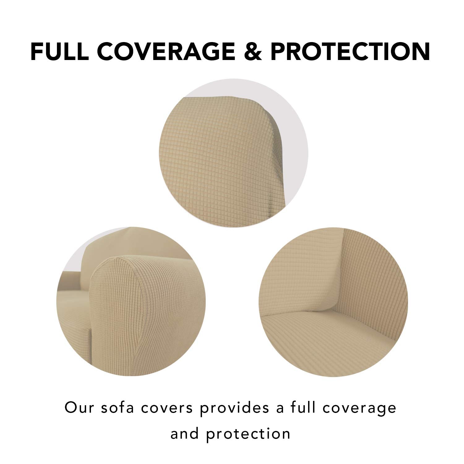 Purefit Stretch Oversized Sofa Slipcover – Spandex Jacquard Non Slip Soft Couch Sofa Cover, Washable Furniture Protector With Non Skid Foam And Elastic Bottom For Kids (Oversized Sofa, Sand)