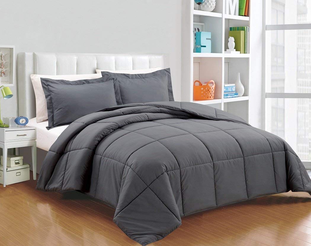 Chezmoi Collection 2-Piece Down Alternative Comforter Set (Twin, Gray)
