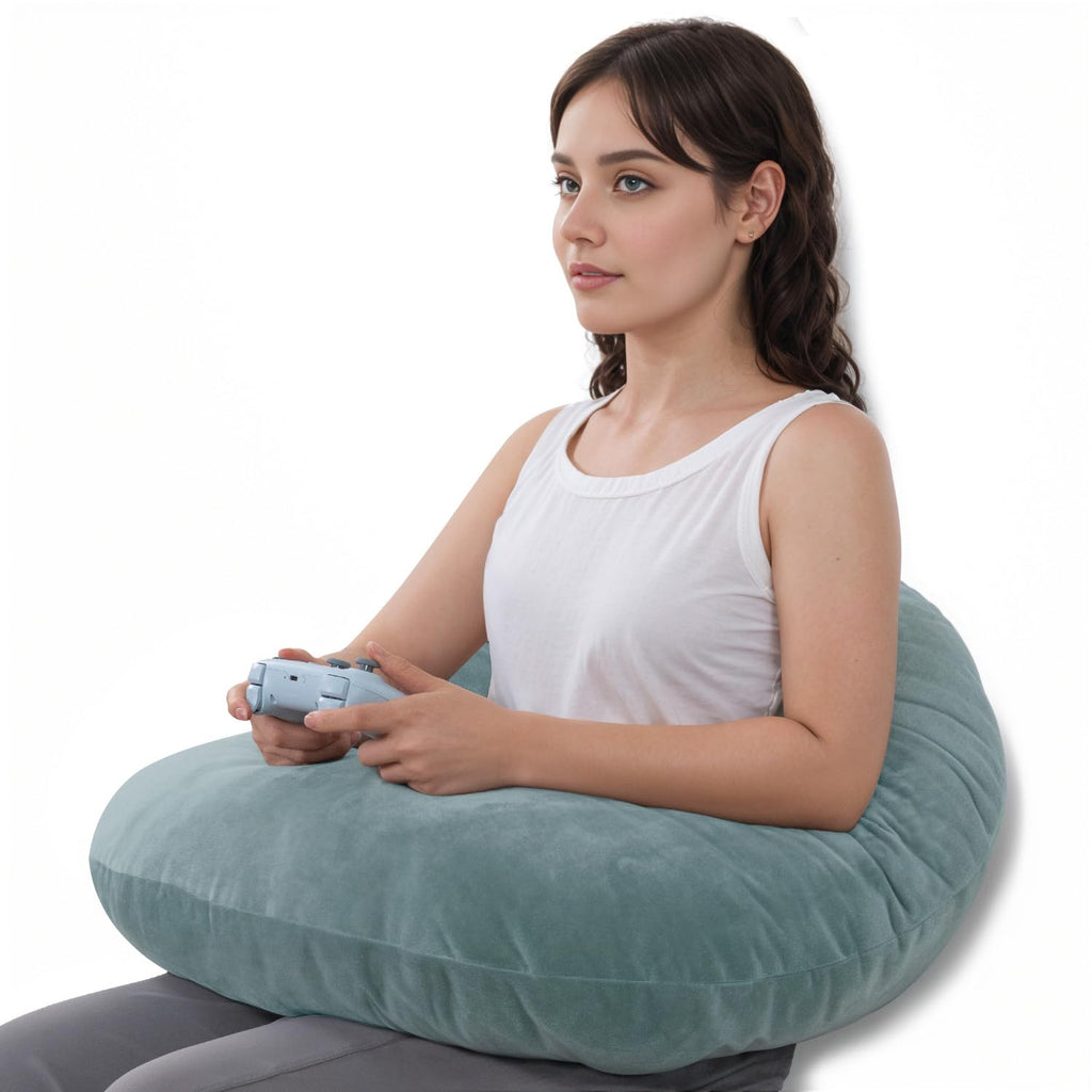 QUEEN ROSE Reading Pillow with Arm Rests, Velvet, Green