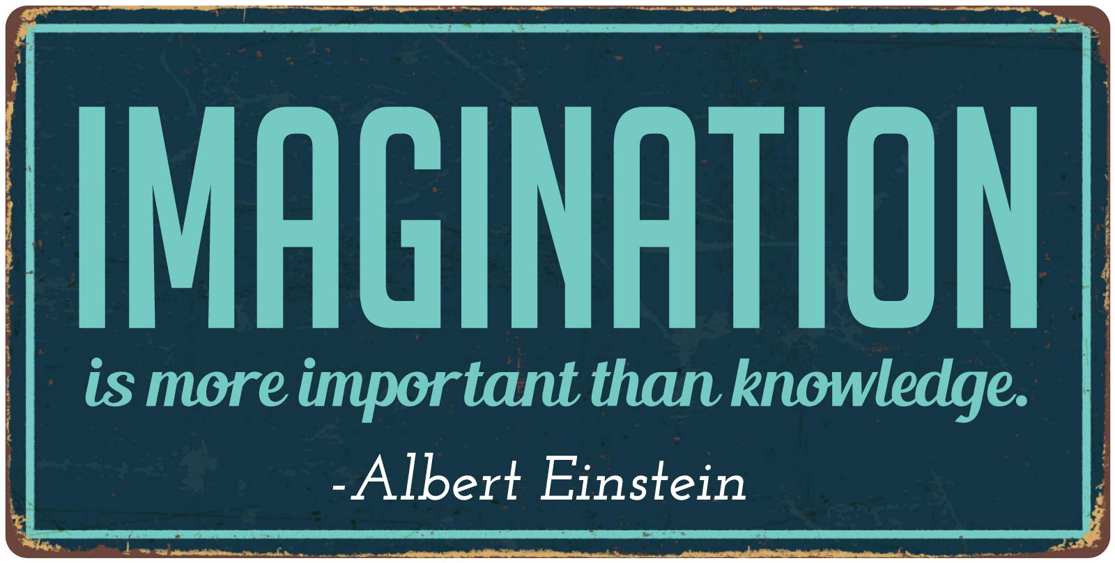 921HS Imagination Is More Important Than Knowledge 5''x10'' Aluminum Hanging Novelty Sign