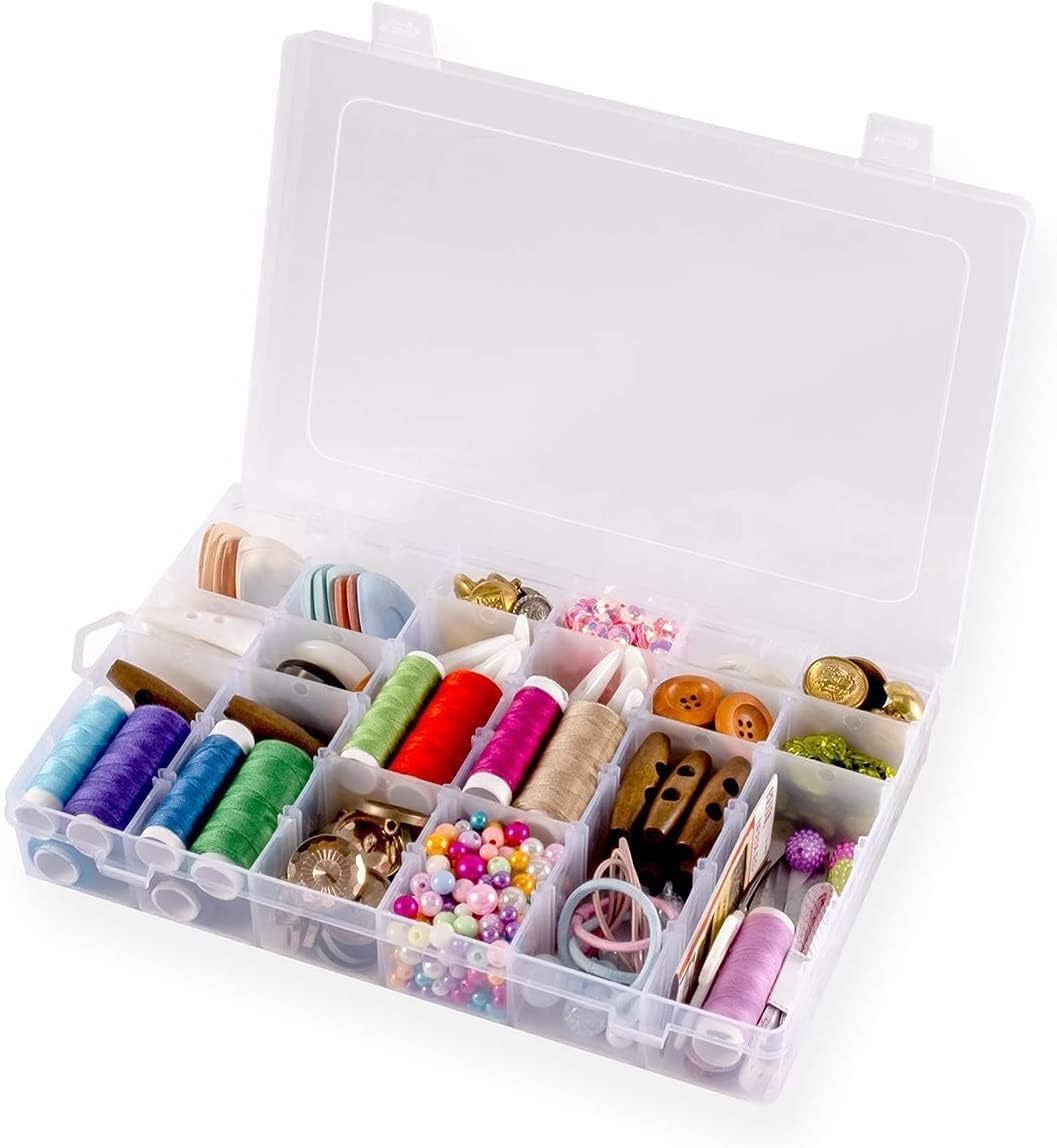 INNOVIX Plastic 36 Grid Cells Multipurpose Storage Box with Removable Dividers (Pack of 1, Transparent)