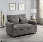 Justine 54W Brown Corduroy Convertible Sleeper Loveseat
