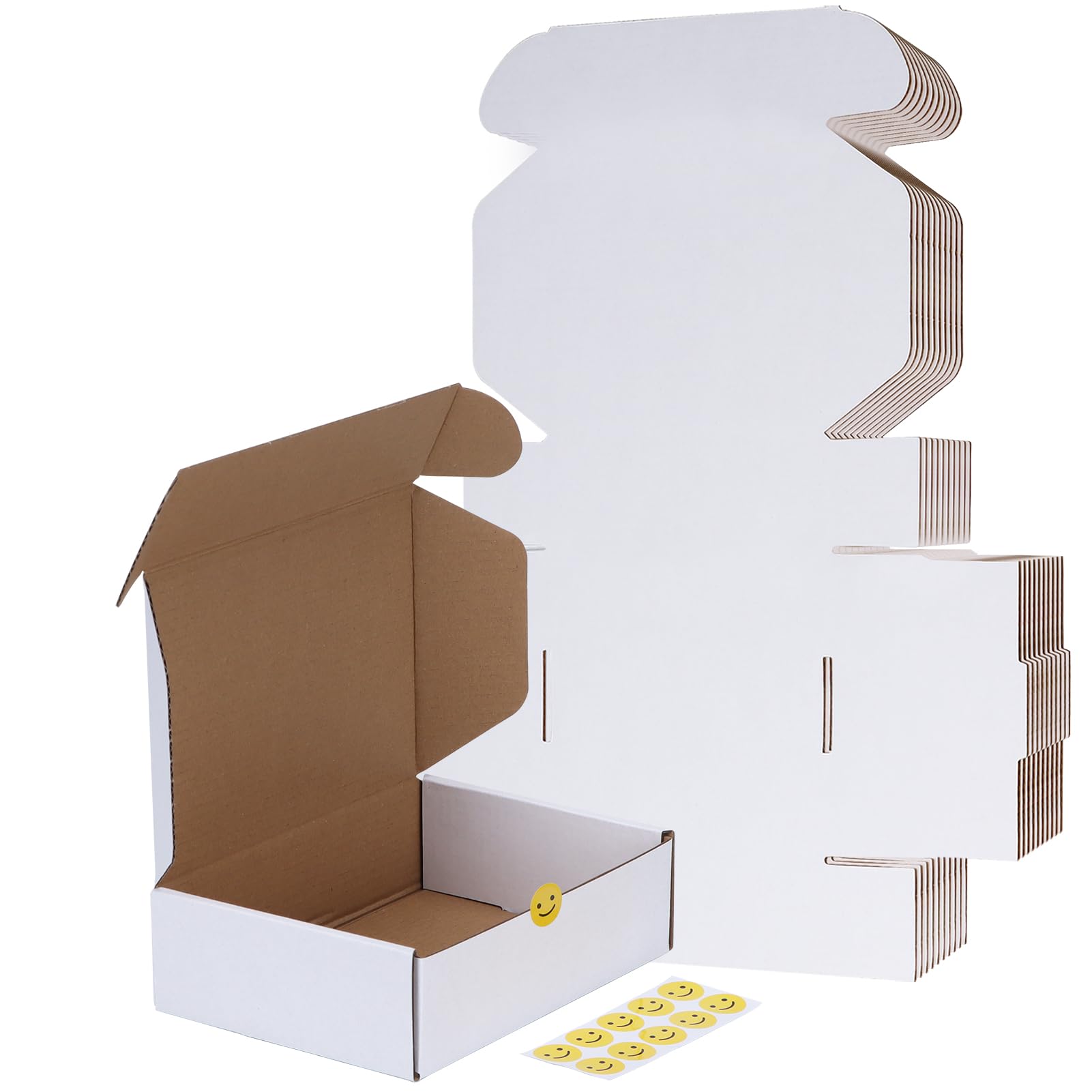 Rlavbl 10 Pack 7X5X2 Small Shipping Boxes, White Corrugated Cardboard Box For Packing, Mailing, Business