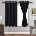 Jiuzhen Black Blackout Curtains With Tiebacks - Thermal Insulated, Light Blocking And Noise Reducing Grommet Curtains For Bedroom And Living Room, Set Of 2 Window Curtain Panels, 52 X 54 Inch Length