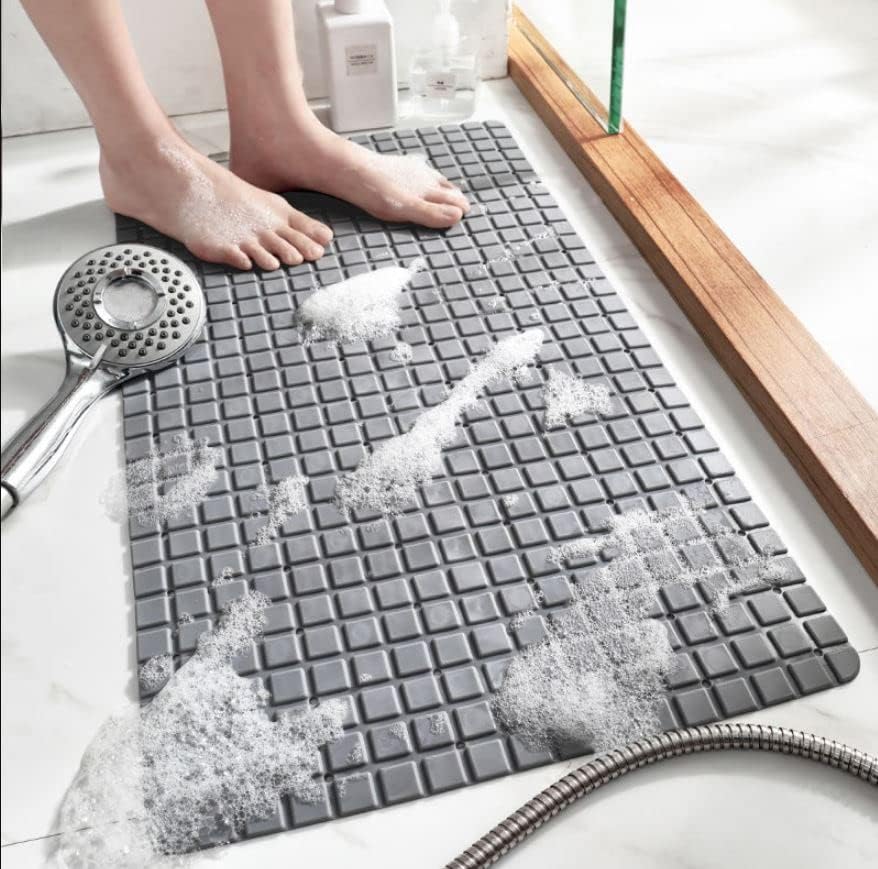 GLIVE (LABEL) Shower Mat, NonSlip and Latex Free,Bathtub Mat with Suction Cups, Machine Washable Bathroom Mats with Drain Holes