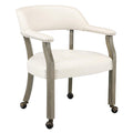 Leemtorig Large Dining Chairs With Casters And Arms, Rolling Dining Chairs With Wheels, Accent Game Poker Table Chairs, Solid Wo