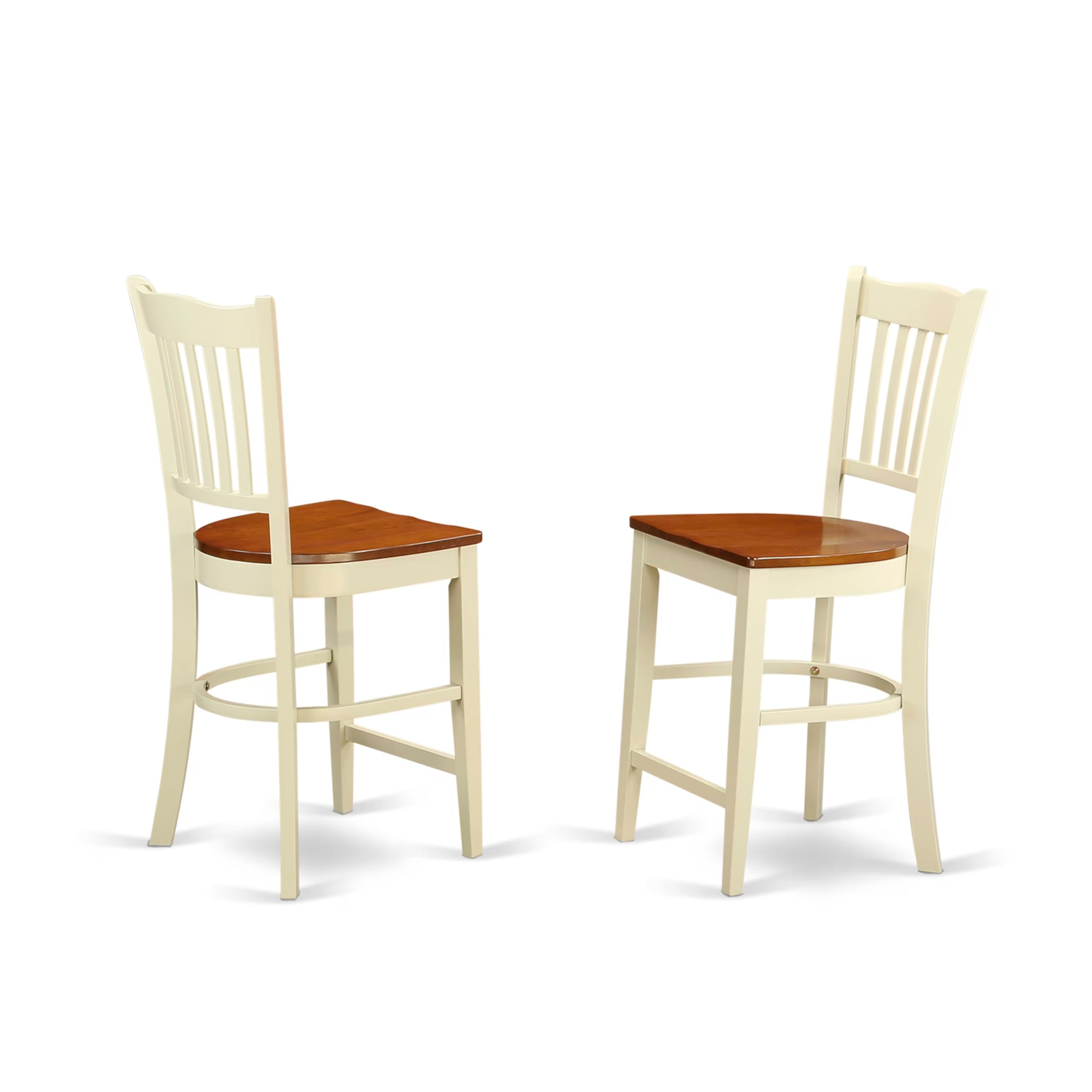 East West Furniture JAGR5-WHI-W 5 Piece Kitchen Counter Set Includes a Round Dining Room Table with Pedestal and 4 Dining Chairs, 36x36 Inch, Buttermilk & Cherry
