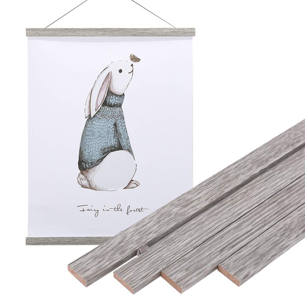 Artmag Magnetic Poster Hanger Frame, Light Wood Wooden Magnet Canvas Artwork Print Dowel Poster Hangers for 10x14 10x16 10x20 Fr