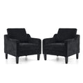Vingli Living Room Chairs Set Of 2, Black Accent Chair 5.5' Thick Seat Cushion Comfy Chair Soft Chenille Side Chair Upholstered Arm Chair For Bedroom, Play Room, Apartment, Office (Black)