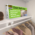 EZ SHELF- Closet Shelf with Hanging Rod, Expands 63.3-118, White, Closet Shelves Hold 200 lbs, Easy Install Closet Organizer to 