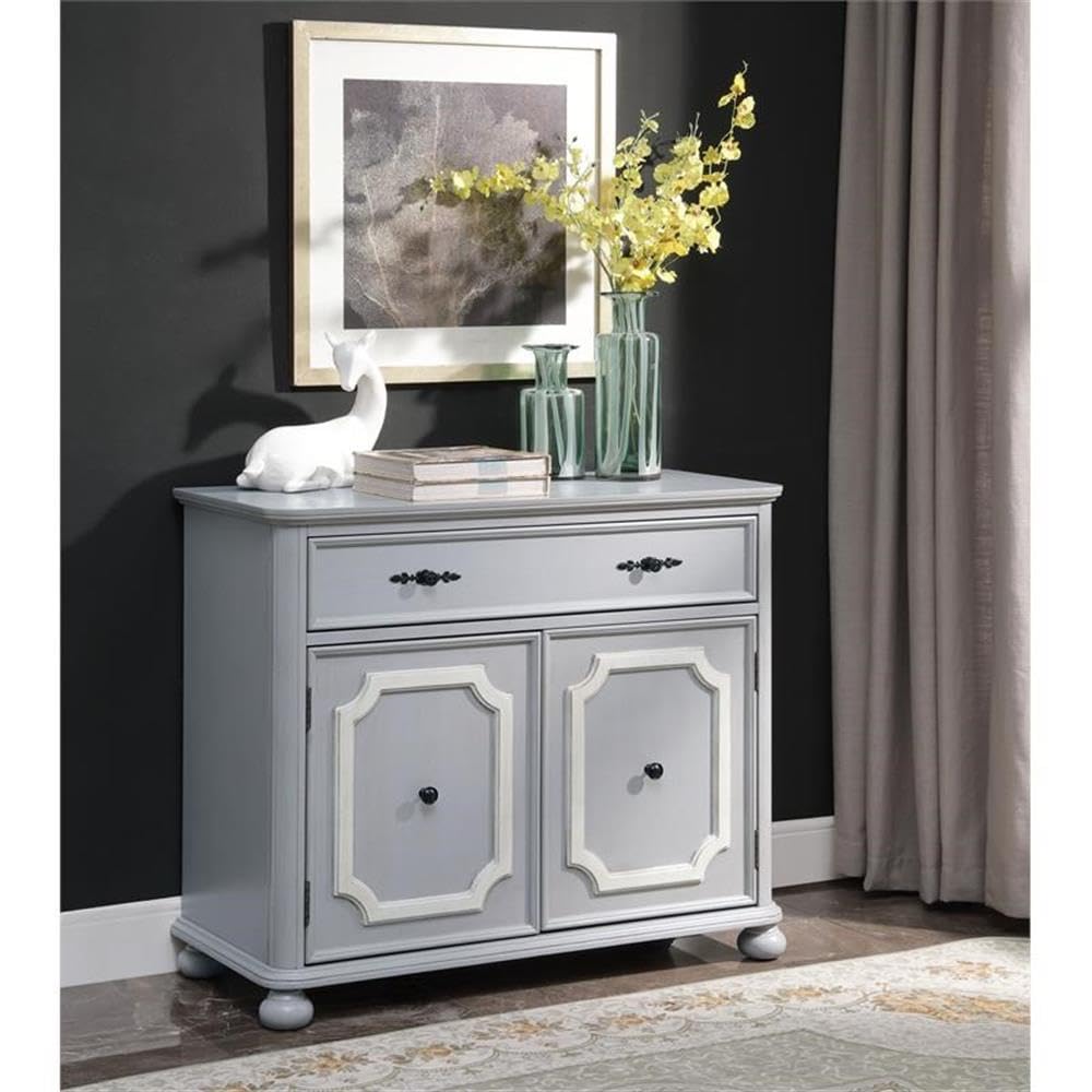Acme Enyin Wooden Rectangular 1-Drawer Storage Cabinet With Double Door In Gray