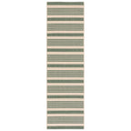 SAFAVIEH Courtyard Collection Runner Rug - 2'3'' x 12', Beige & Dark Green, Stripe Design, Non-Shedding & Easy Care, Indoor/Outd