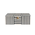 Bloomingville Modern Resin Striped Block Pattern and Gold Clasp, Black and White Box