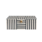 Bloomingville Modern Resin Striped Block Pattern and Gold Clasp, Black and White Box