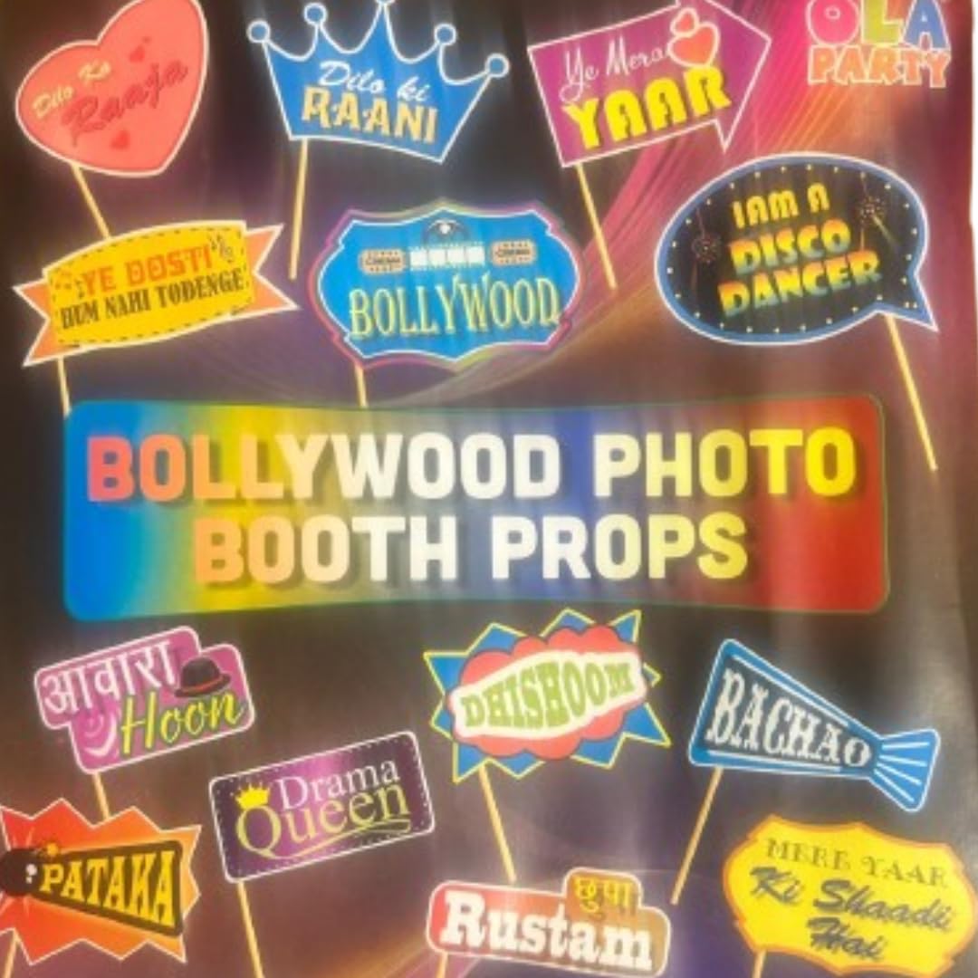 Wanna Party Bollywood Theme Party Decoration  13 Pcs Haldi, Wedding, Birthday, Movie Night, Mehandi Props for Kids