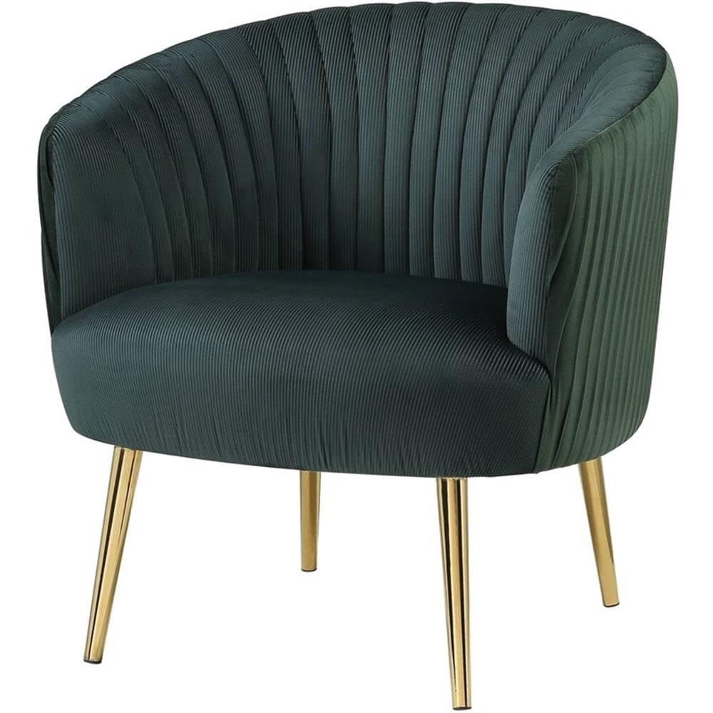 Acme Sigurd Velvet Upholstered Accent Chair in Gold and Green