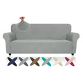 Znsayotx Super Stretch Sofa Cover (71'-91'), New Striped Sofa Covers Fitted Slipcovers With Elastic Bottom, Dog Cat Pets Proof Spandex Washable Fabric Comfortable & Durable (Light Grey, Sofa)