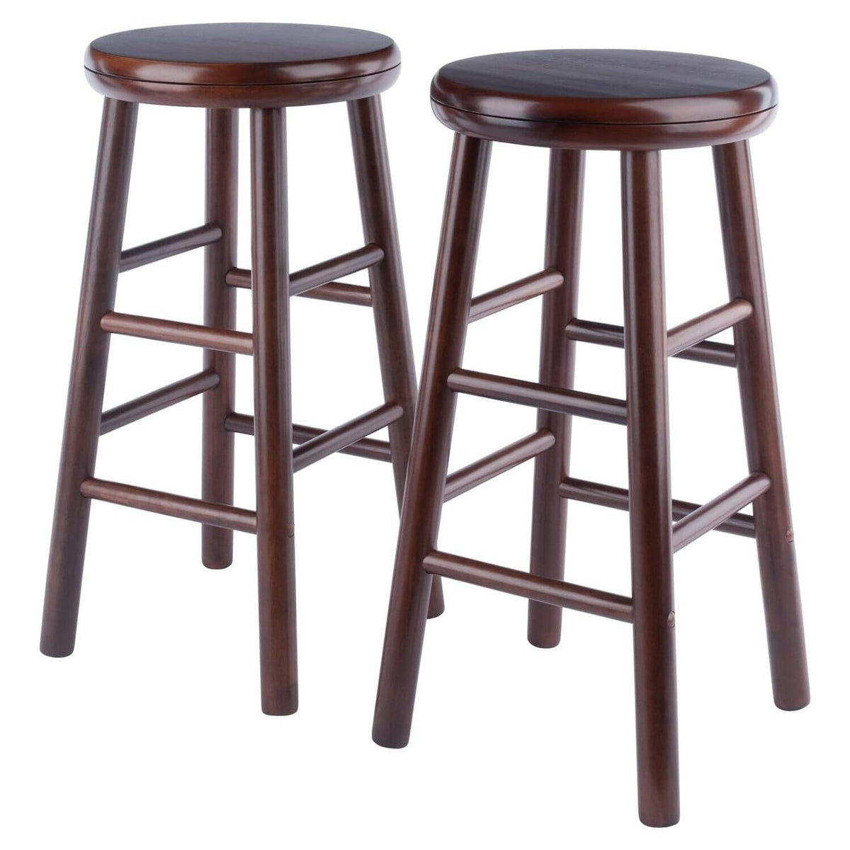 Casafoyer Walnut Wood 2Piece Swivel Counter Stools For Small Spaces ( Pack Of 2 )