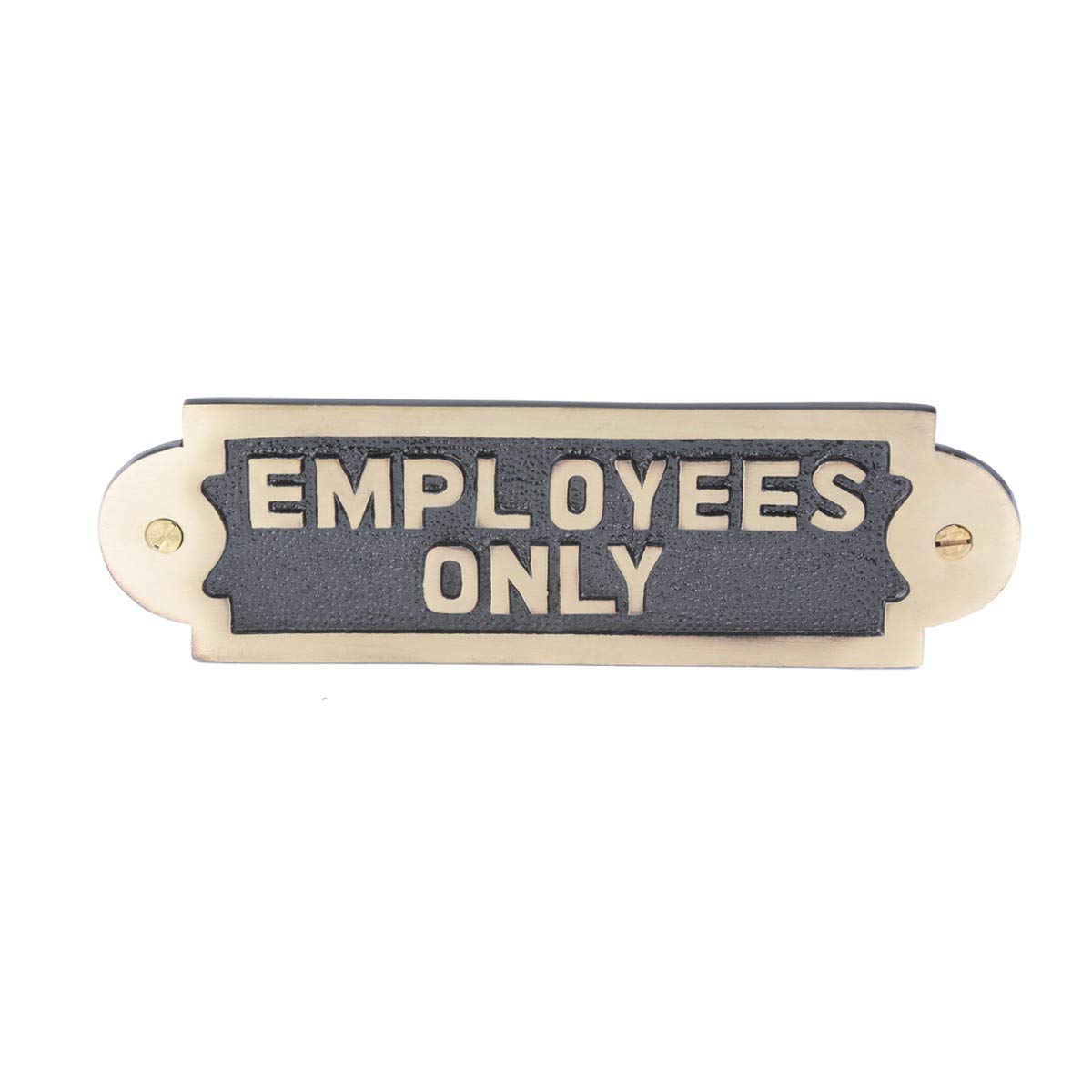 Renovators Supply Manufacturing Employees Only Sign 7 In. X 2 1/8 In. Solid Brass Employees Only Sign With Lacquered Finish With