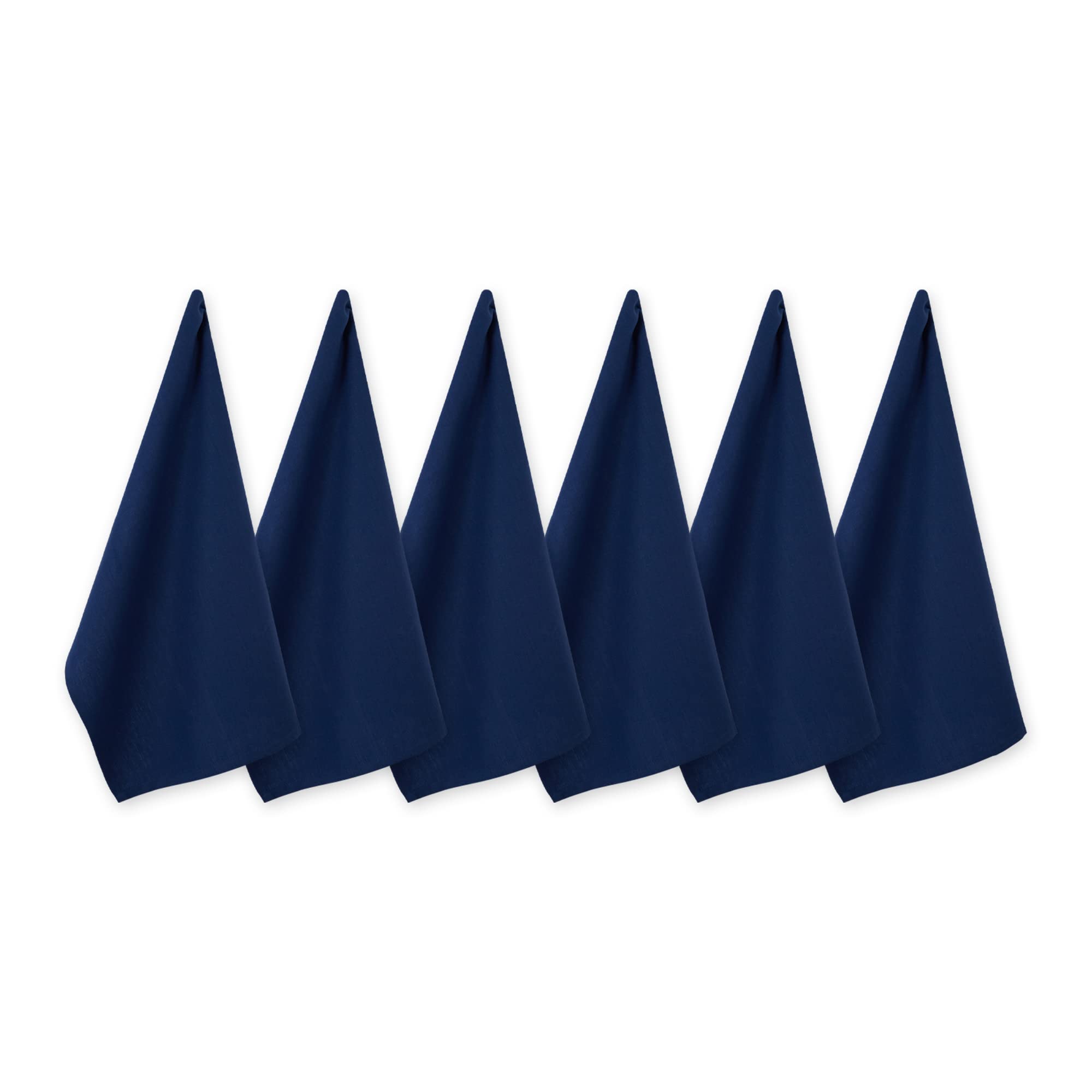 DII Basic Solid Dishtowel Collection Cotton Flat Woven, Small Set, 18x28, Nautical Blue, 6 Piece