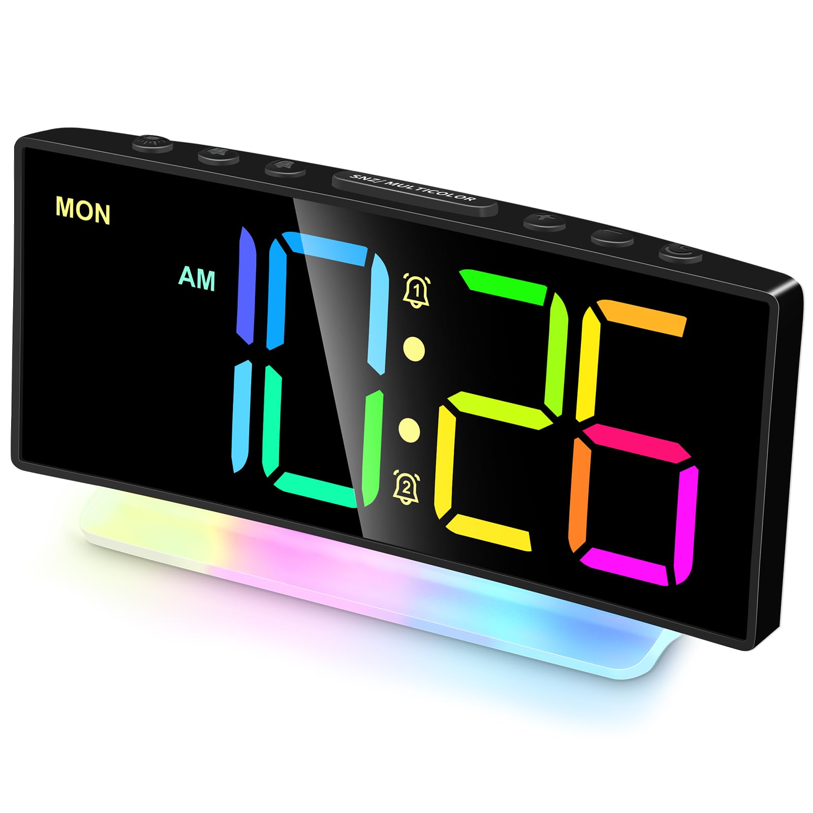 Cadmos Extra Loud Alarm Clock for Heavy Sleepers Adults,Teens,Kids,Rainbow Clock for Bedrooms,Small Bedside Digital Clock with L