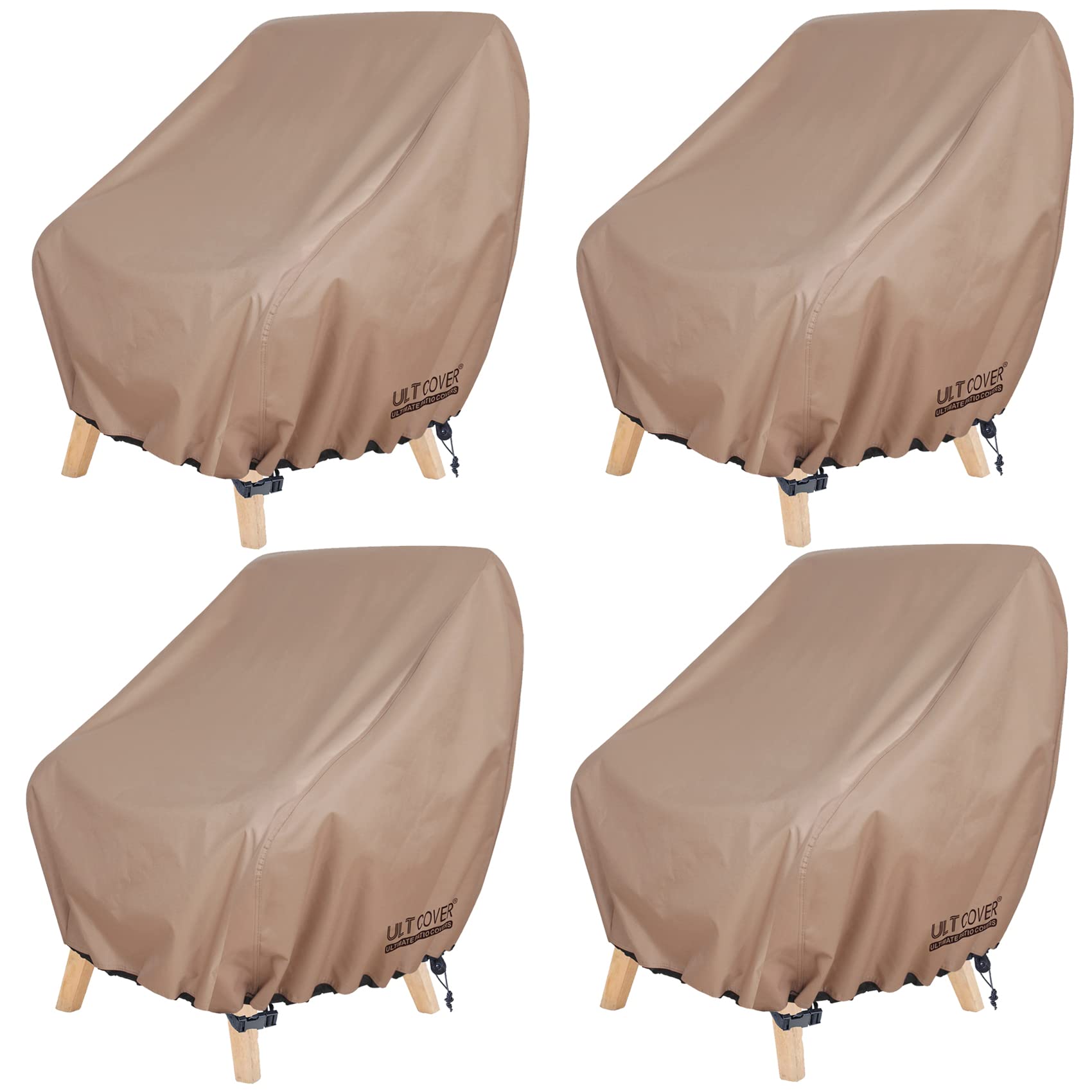 Ultcover Waterproof Patio Chair Cover 4 Pack - Outdoor Lounge Deep Seat Single Lawn Chair Cover Fits Up To 28W X 34D X 32H Inche