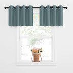 Nicetown Blackout Tiers Small Valance Curtains, Short Kitchen Curtain Room Darkening, Grommet Top Small Window Topper Treatment For Living Room/Bedroom/Basement(1 Panel, 52X18 Inches, Greyish Blue)