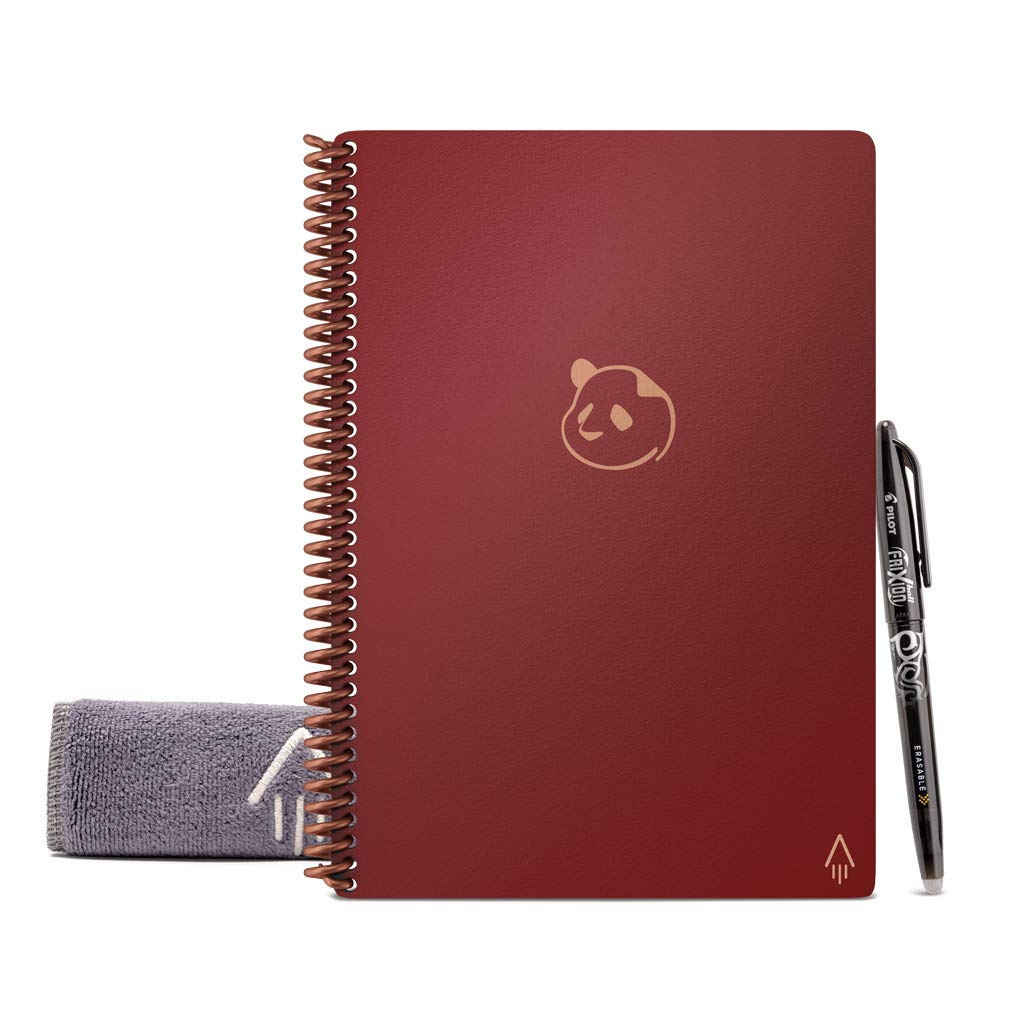 Rocketbook Smart Reusable Notebook, Letter Size Panda Planner With Daily, Weekly, & Monthly Pages, Scarlet Sky, (8.5' X 11')