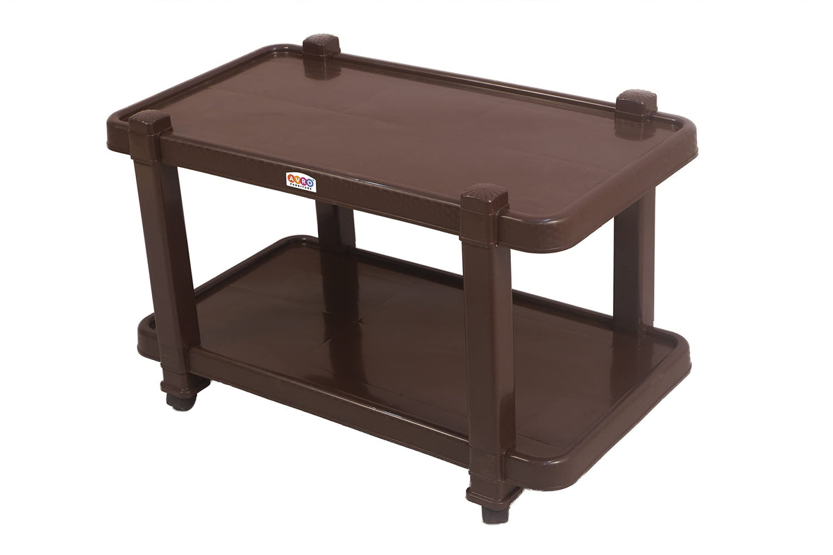 Avro Furniture Maxima Plastic Trolly Table For Home, Bearing Capacity Upto 150 Kg. Brown Color