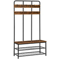 HOOBRO Hall Tree with Bench, Entryway Bench with Coat Rack, Mud Room Bench with 12 Double Hooks and Storage Bench, Coat Tree, Sh