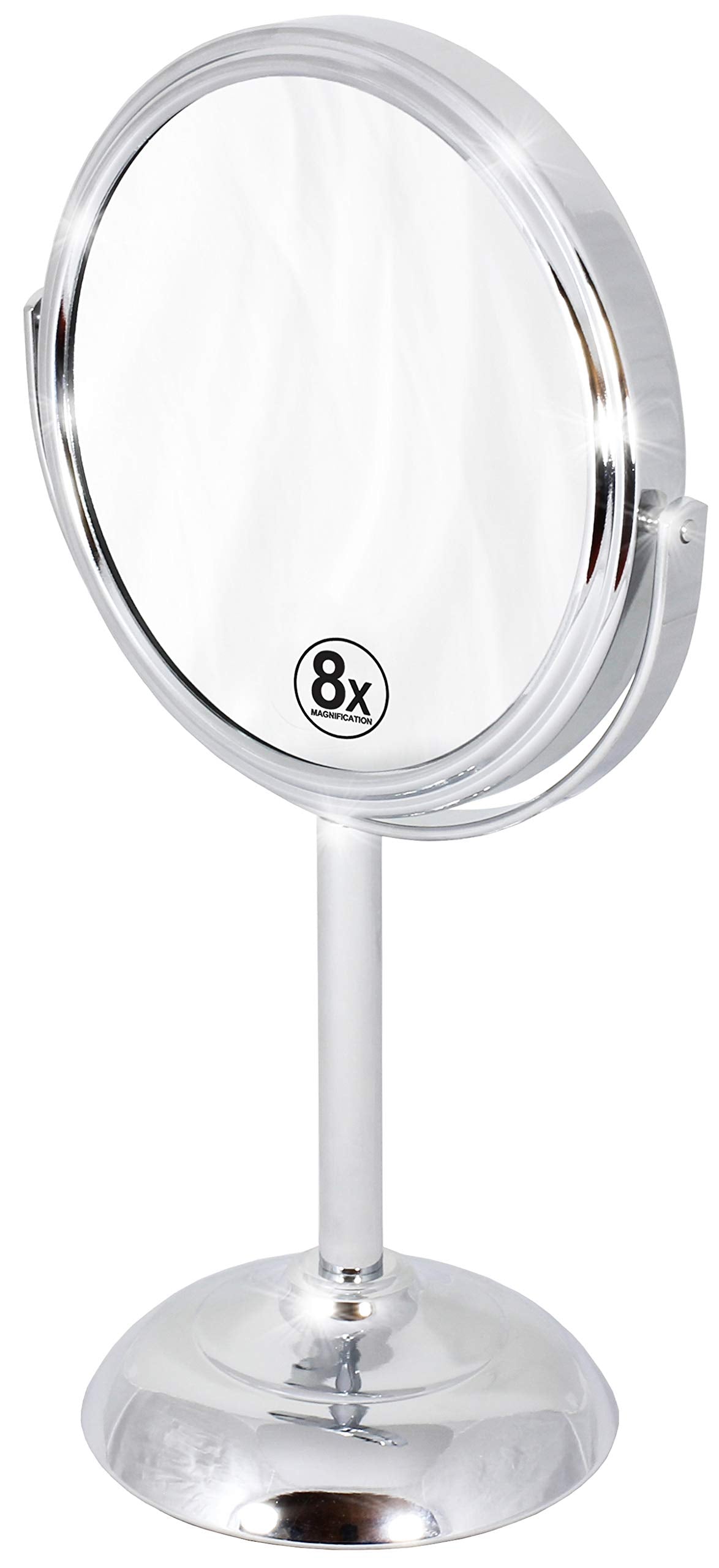 Deco Brothers Vanity Mirror with Stand 6-Inch Double Sided, 8X Magnification, Chrome