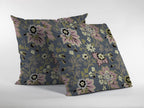 HomeRoots Muted Pink and Gray 18â€ Gray Pink Jacobean Suede Throw Pillow